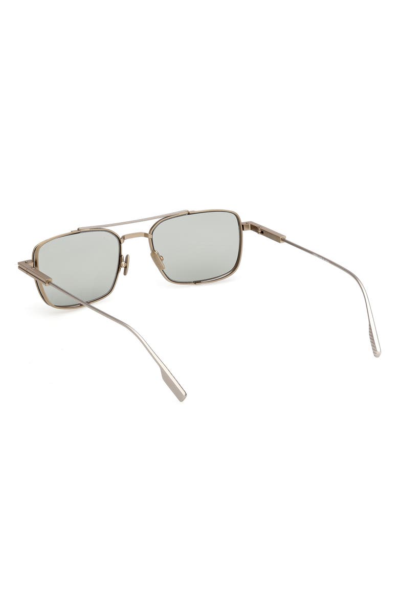 ZEGNA 54mm Rectangular Sunglasses, Alternate, color, Pale Gold / Palladium / Green