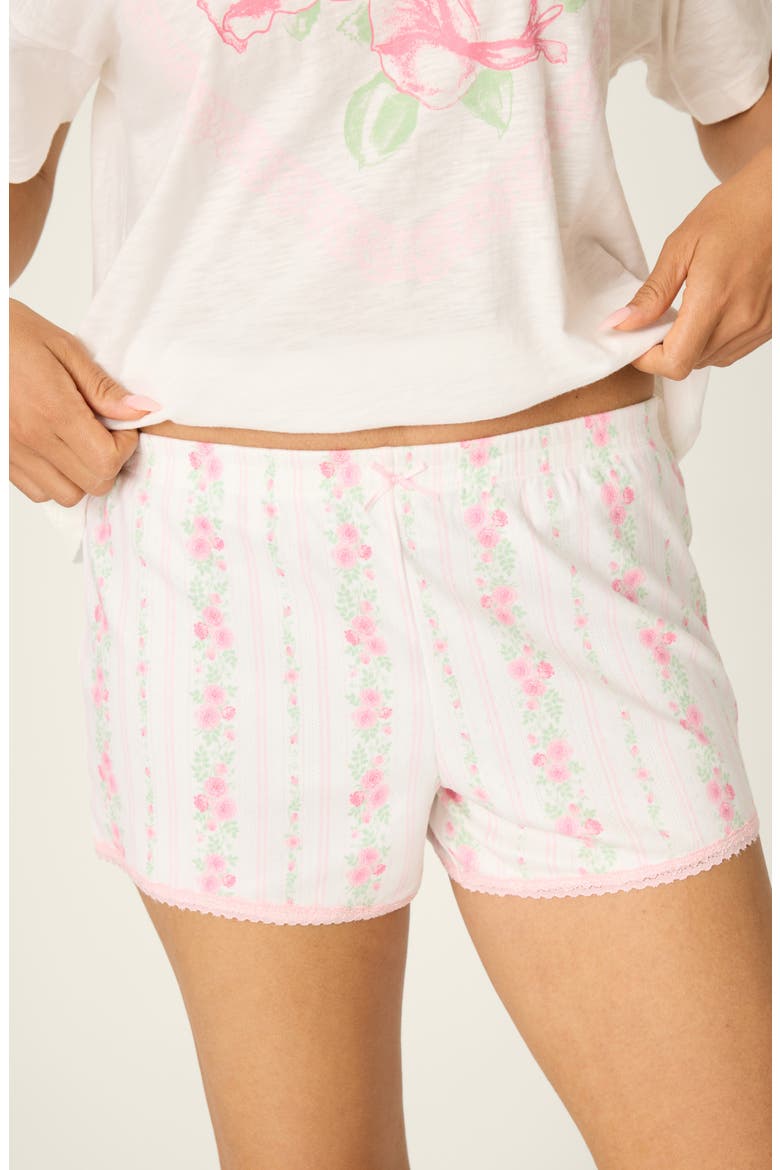 Roses Are Pink Double Brushed Pointelle Pajama Shorts, Alternate, color, IVORY