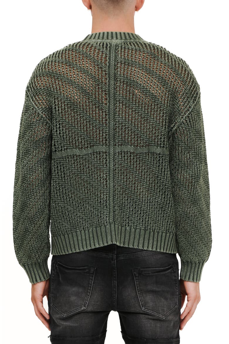 Acid Wash Crew Sweater, Alternate, color, GREEN