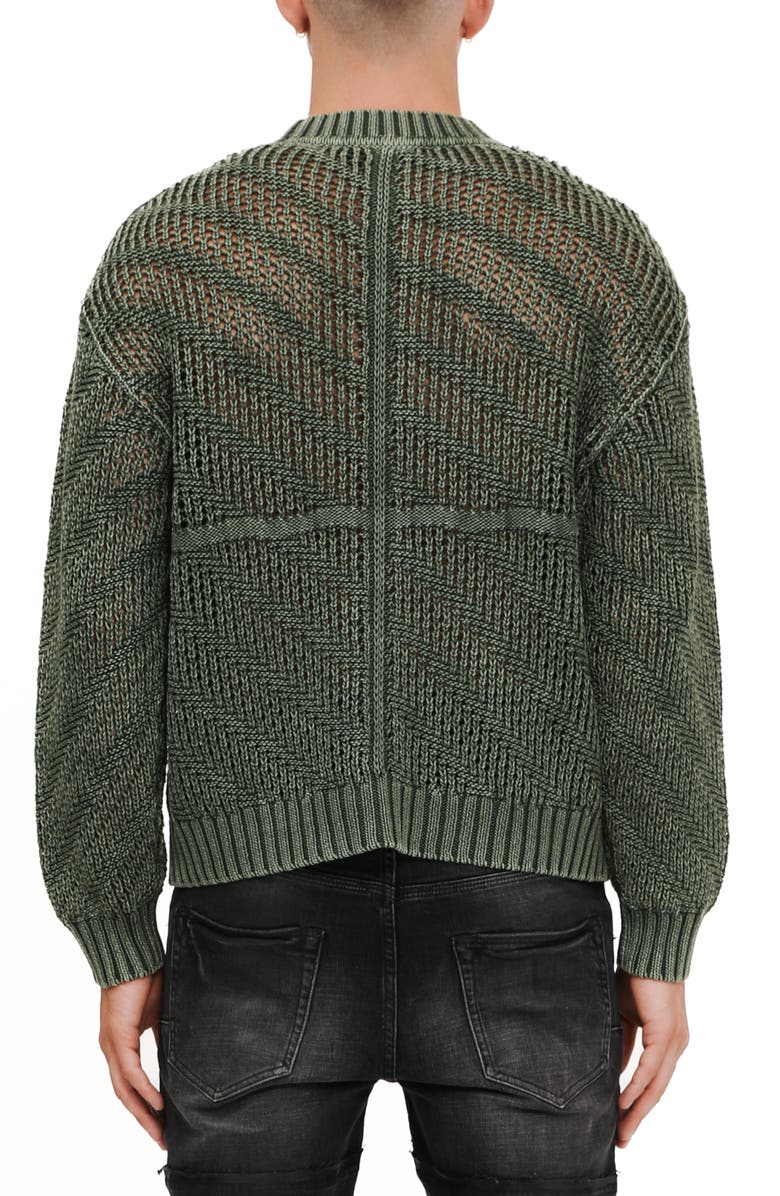 PURPLE BRAND Acid Wash Crew Sweater, Alternate, color, Green