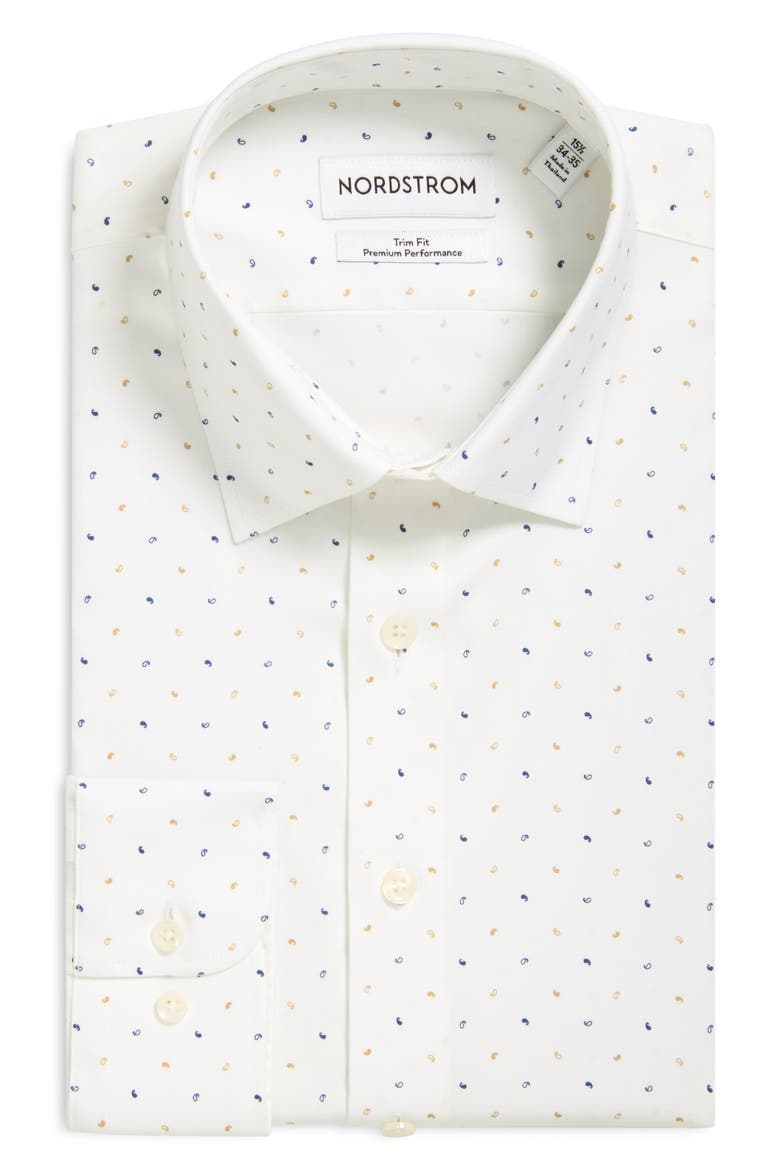 Paisley Performance Trim Fit Dress Shirt, Alternate, color, WHITE SORVINO PAISLEY