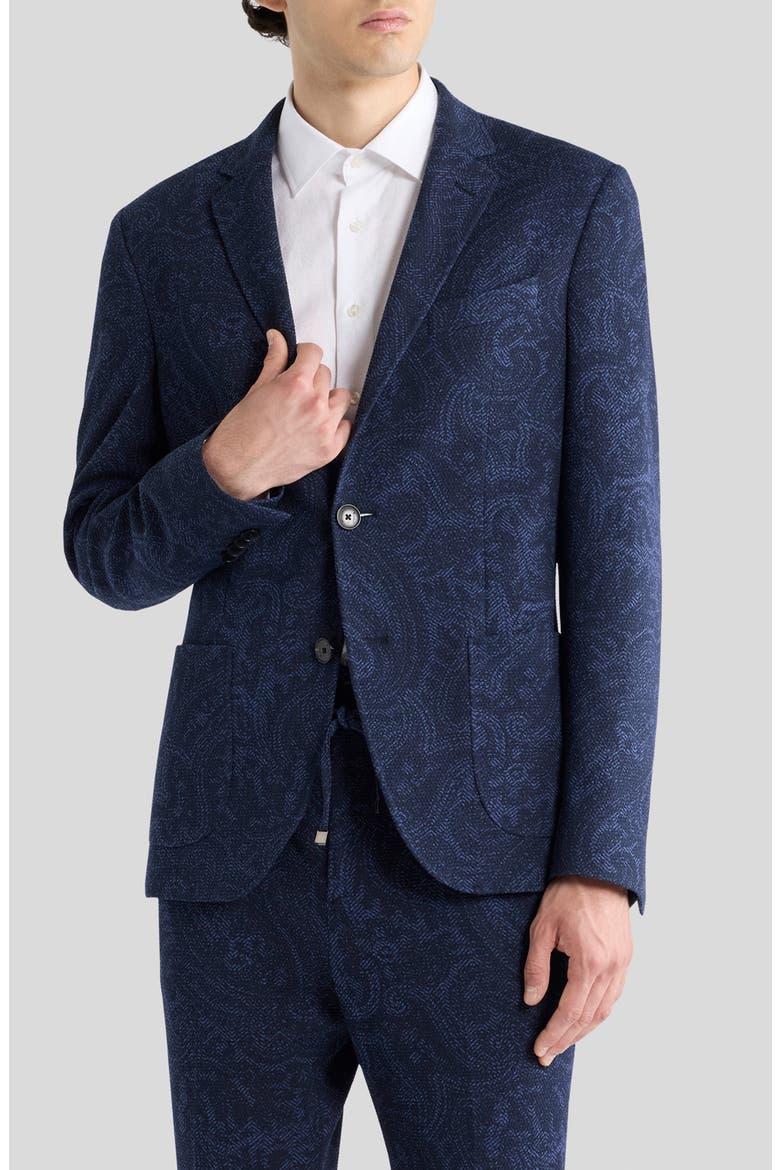 Roma Paisley Jersey Sport Coat, Main, color, PRINTED BLUE BASE