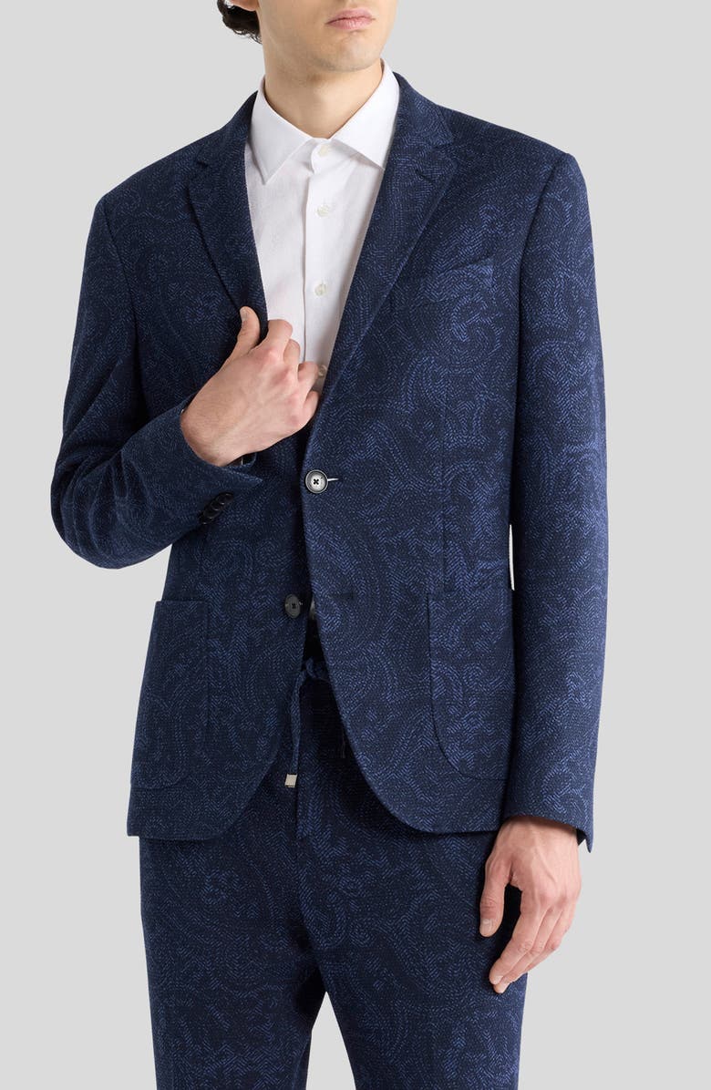 Etro Roma Paisley Jersey Sport Coat, Main, color, Printed Blue Base