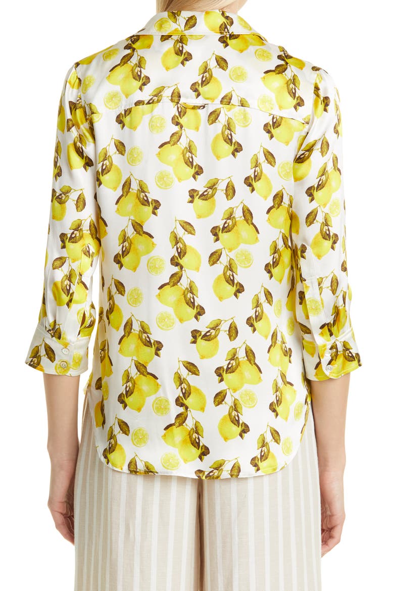 Dani Lemon Print Silk Blouse, Alternate, color, IVORY/ YELLOW LEMON