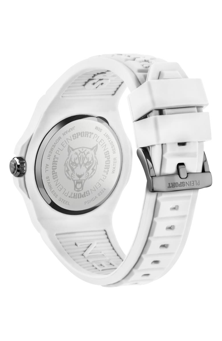 PLEIN SPORT New Fearless Silicon Strap Watch, 46mm, Alternate, color, White
