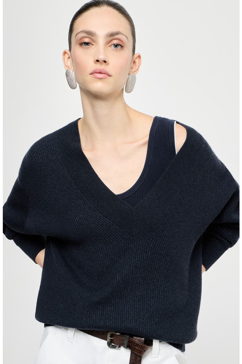 Sparkling cashmere sweater, Alternate, color, Blue