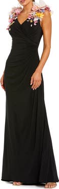 Mac Duggal Sleeveless Jersey Gown With 3D Flower Detail