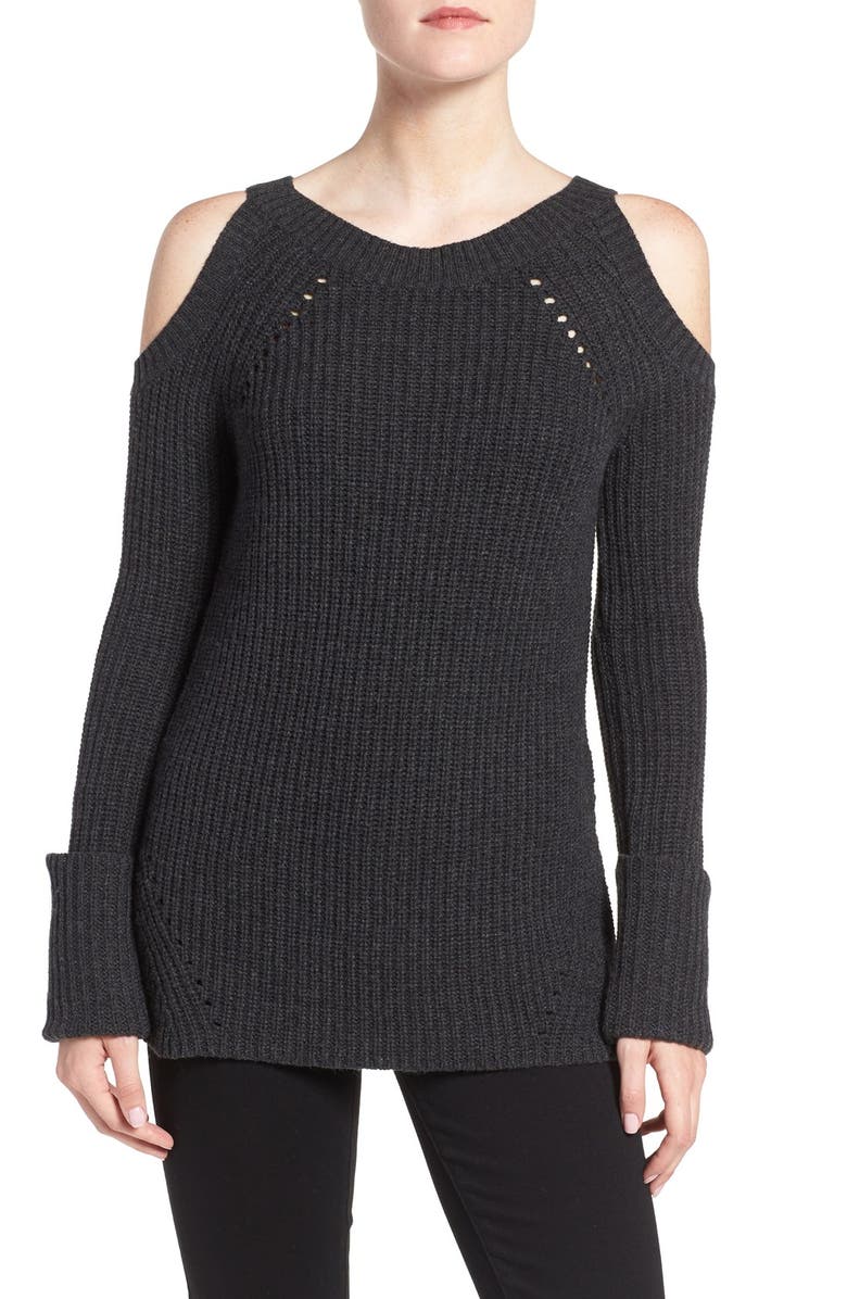 Chelsea28 Olivia Palermo + Chelsea28 Ribbed Cold Shoulder Sweater, Main, color, 