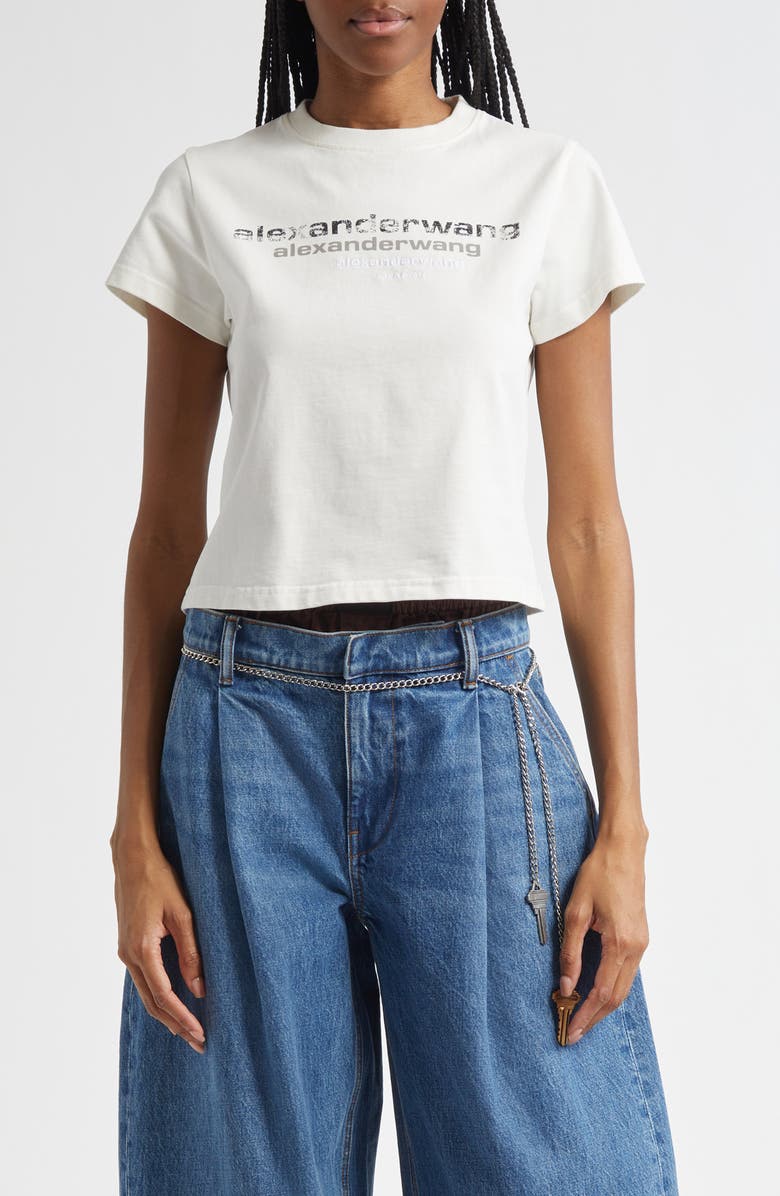 Alexander Wang Shrunken Cotton T-Shirt, Main, color, Vintage White