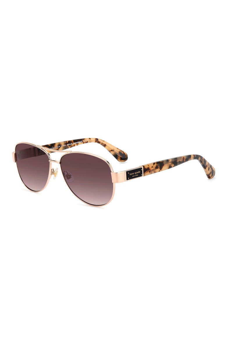 dalia 58mm polarized gradient pilot sunglasses, Alternate, color, DARK RED/ GOLD