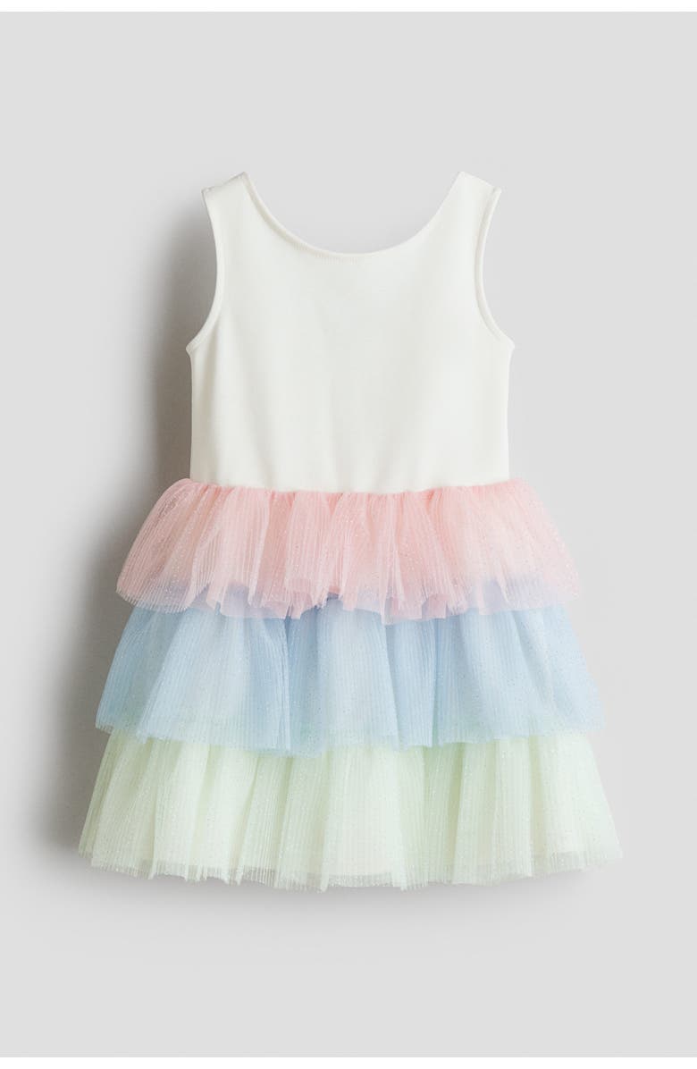 H&M Dress with flared skirt, Main, color, White/Pastel