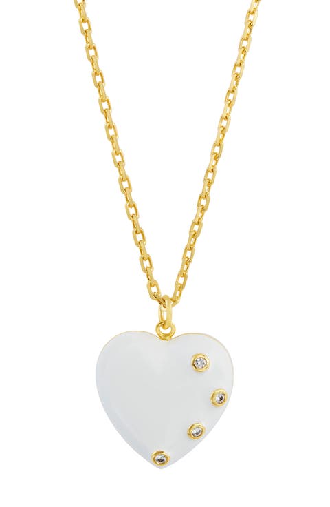 Cubic Zirconia & Enamel Heart Pendant Necklace