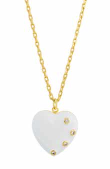 SAVVY CIE JEWELS Cubic Zirconia & Enamel Heart Pendant Necklace
