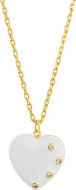 SAVVY CIE JEWELS Cubic Zirconia & Enamel Heart Pendant Necklace