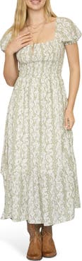 Blu Pepper Printed Smock Midi Dress