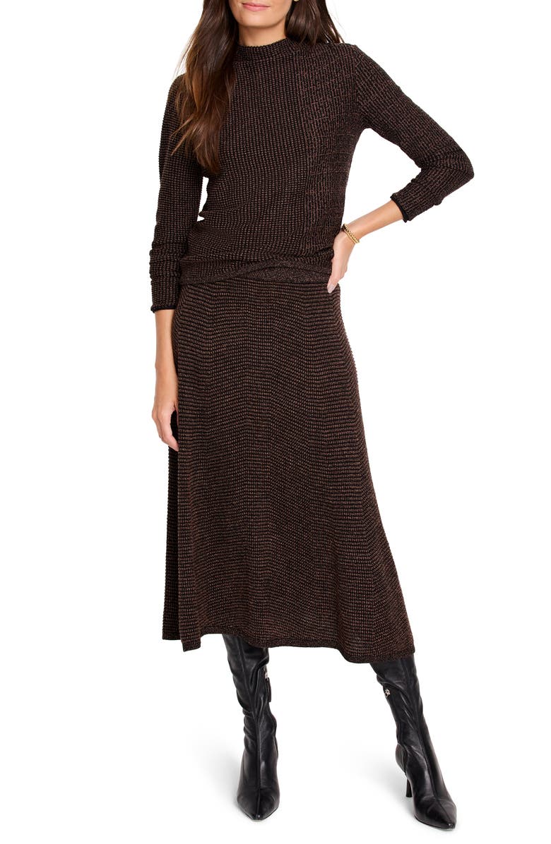 NIC+ZOE Pixel Knit Midi Skirt, Alternate, color, Brown Multi