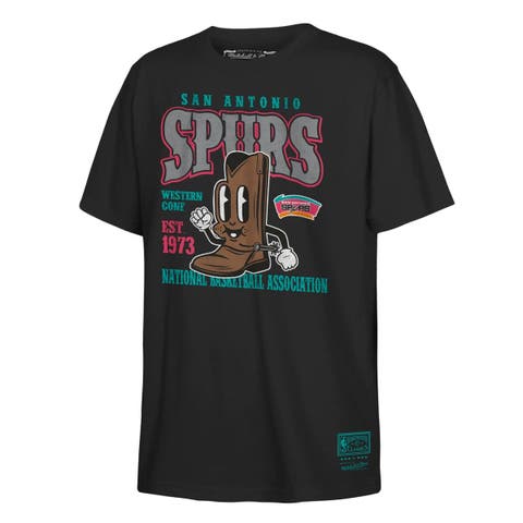 Youth Mitchell & Ness Black San Antonio Spurs Retro Mascot Script T-Shirt