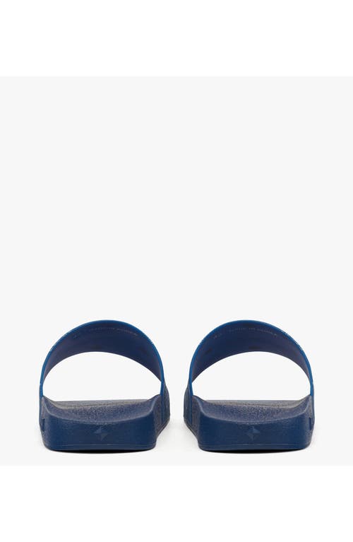 Mcm Monogram Print Rubber Slides In Blue