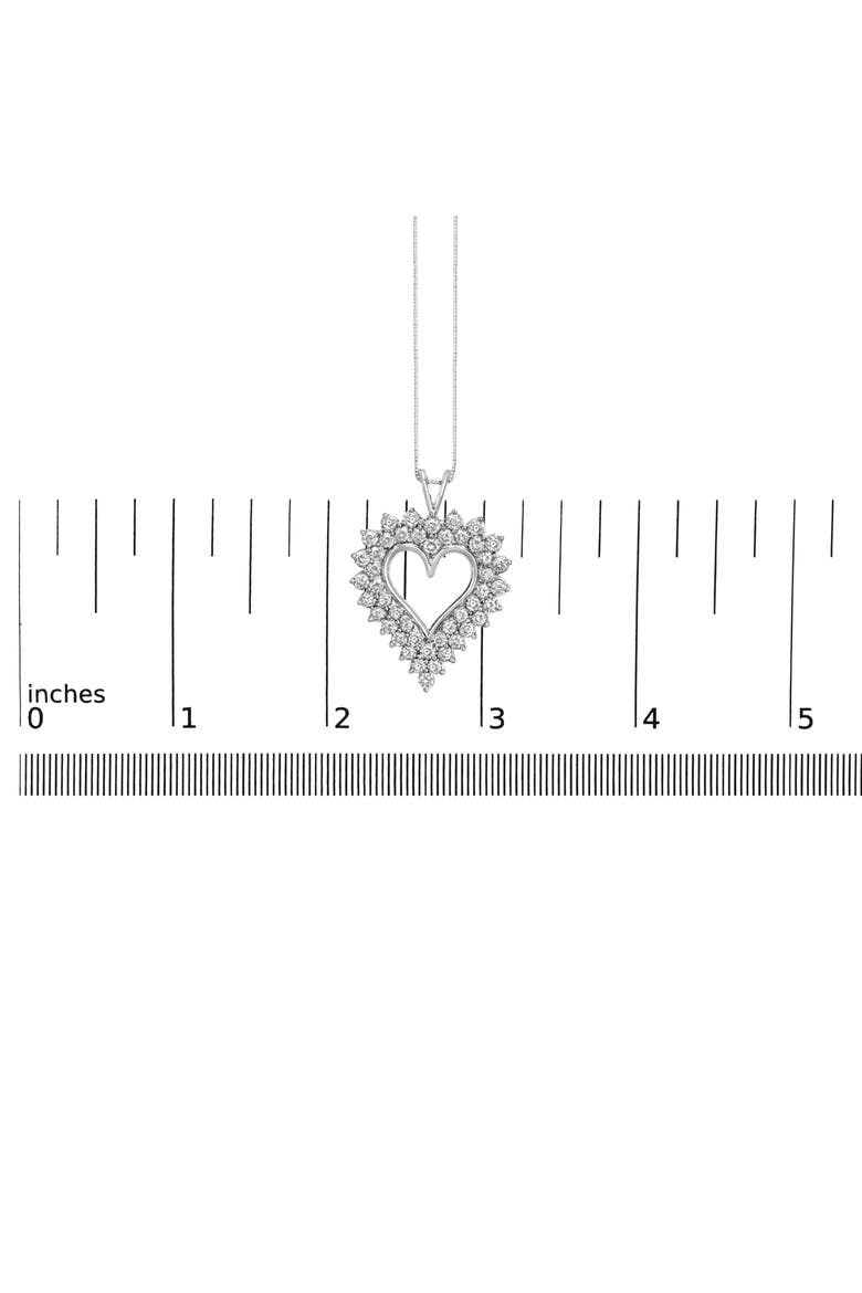 Silver 3.00 Cttw Diamond Cluster Heart 18" Pendant Necklace, Alternate, color, White