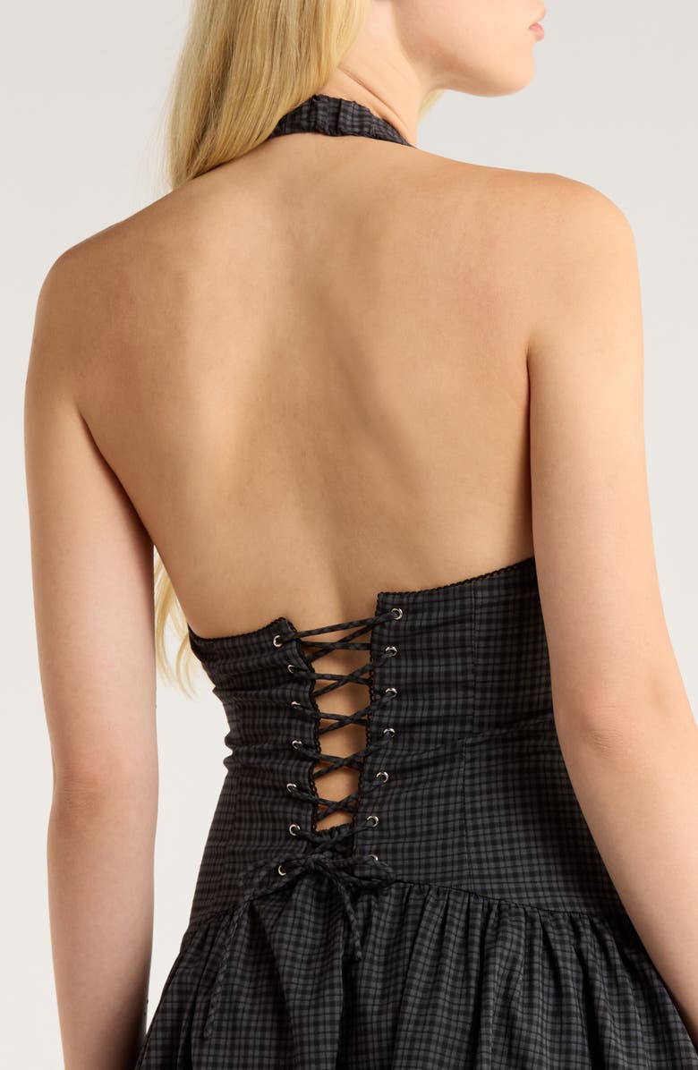 Nia Ollie Sleeveless Halter Minidress, Alternate, color, Black