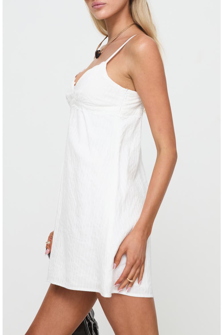 Lunya Lace Trim Recycled Cotton Minidress, Alternate, color, WHITE