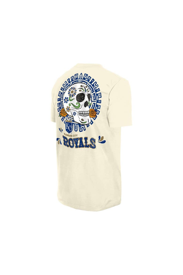 Men's New Era Natural Kansas City Royals Dia de los Muertos Sugar Skull T-Shirt, Alternate, color, Natural