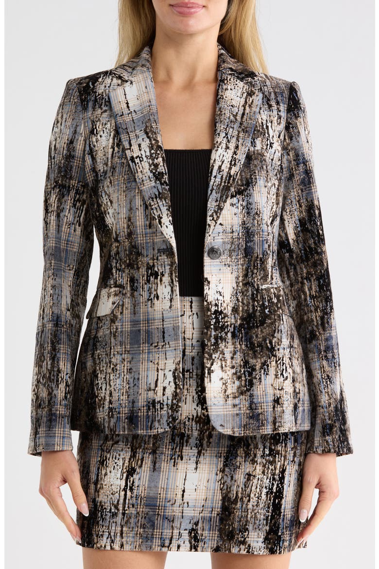 City Plaid One-Button Blazer, Main, color, TRAVERTINE MULTI