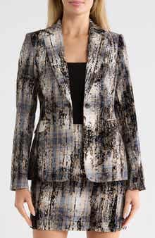 City Plaid One-Button Blazer