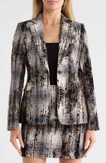 City Plaid One-Button Blazer