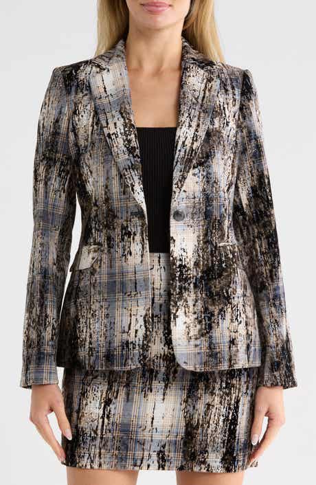 City Plaid One-Button Blazer