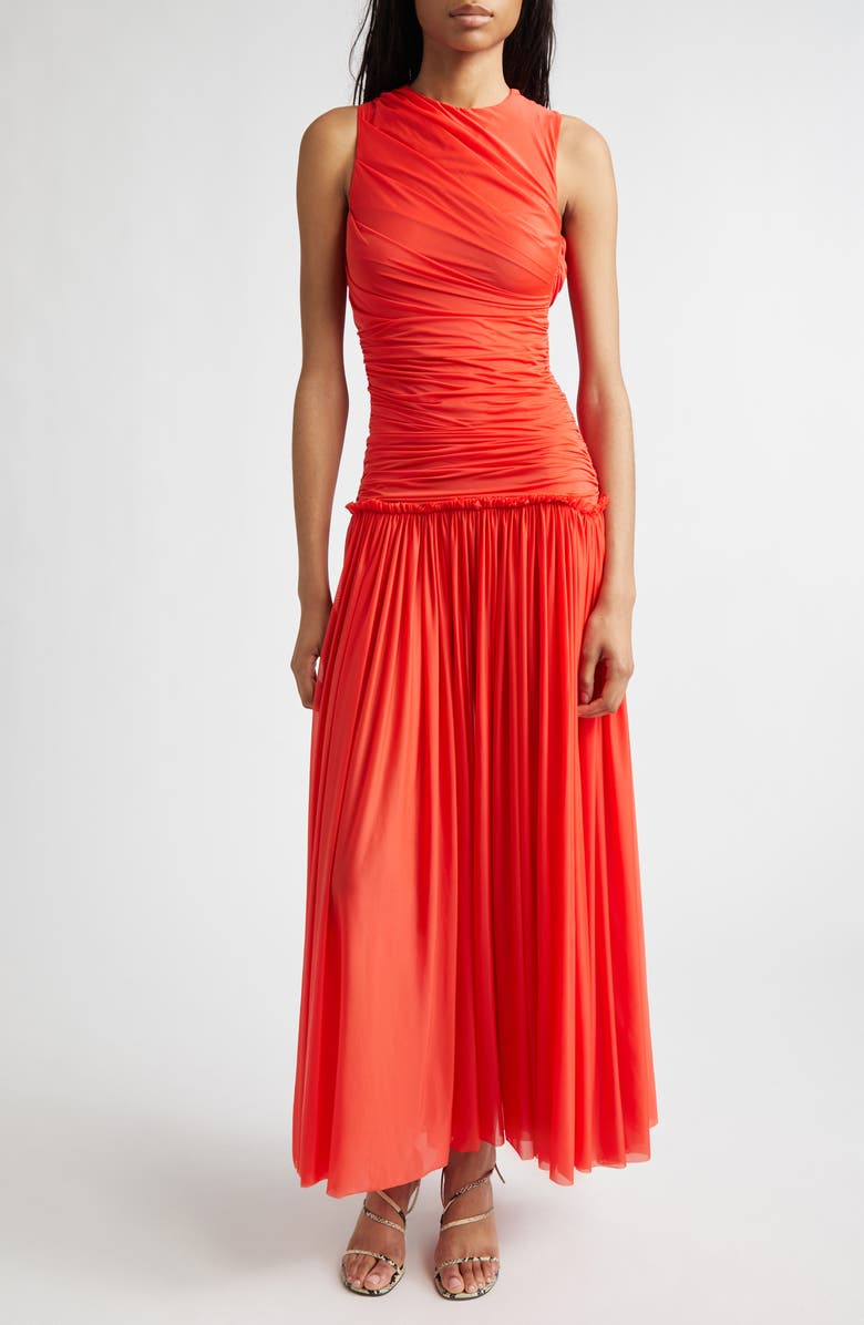 Siedrés Alina Gathered Open Back Jersey Dress, Main, color, Red