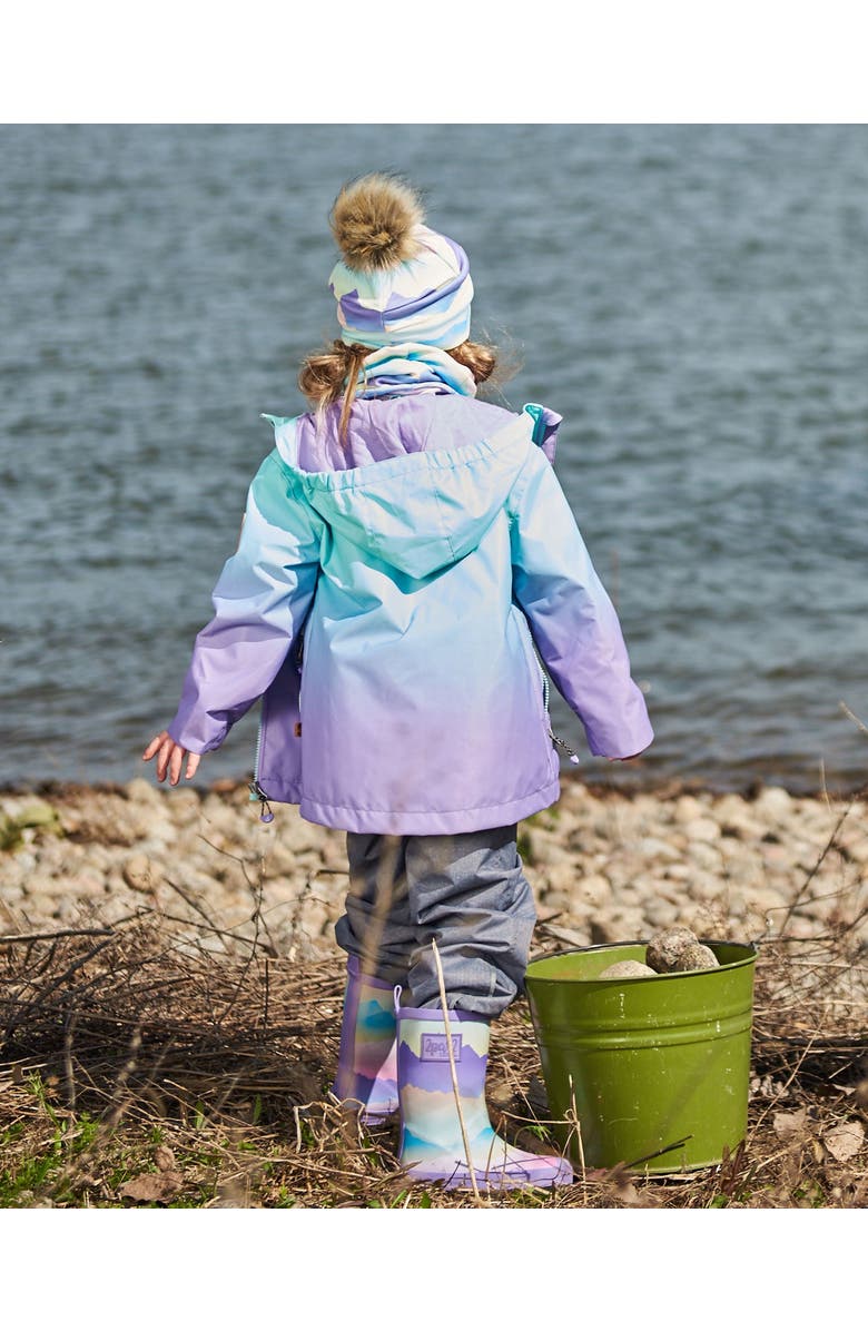 Deux par Deux Baby Girl's Printed Rain Boots Mauve And Blue, Pink Mountain, Alternate, color,
