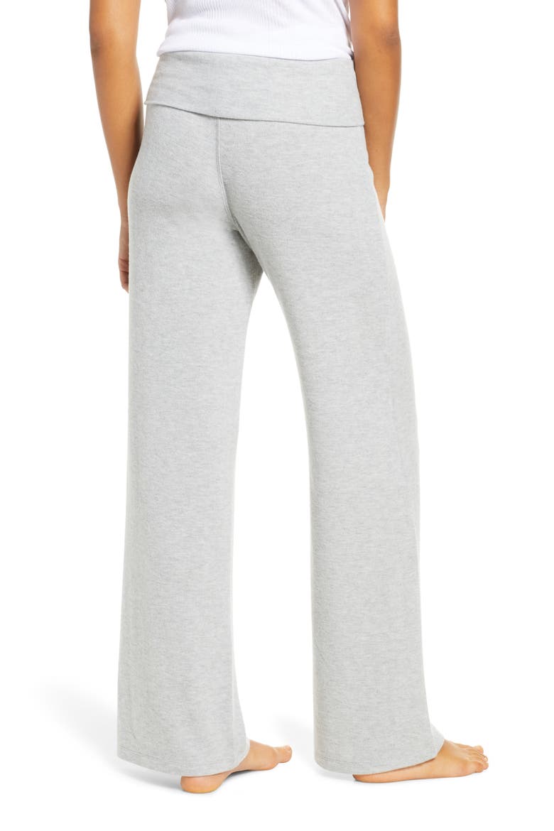 Foldover Wide Leg Lounge Pants, Alternate, color, GREY