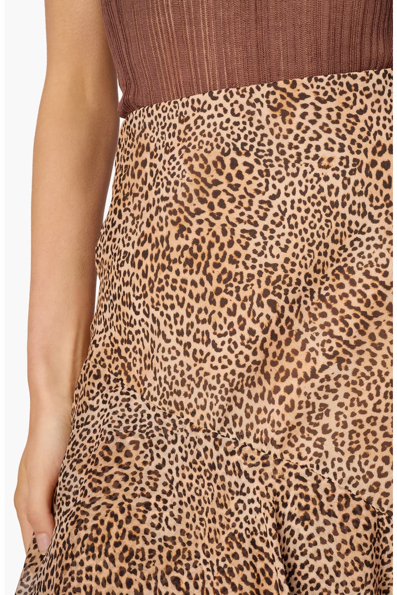 Yazmeena Asymmetric Ruffle Chiffon Skirt, Alternate, color, LEOPARD