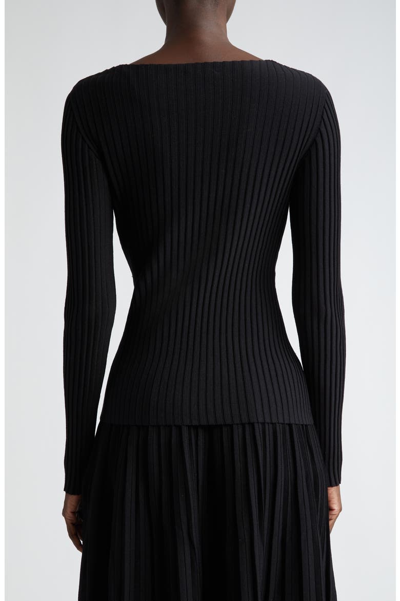 Wrap Front V-Neck Rib Sweater, Alternate, color, BLACK