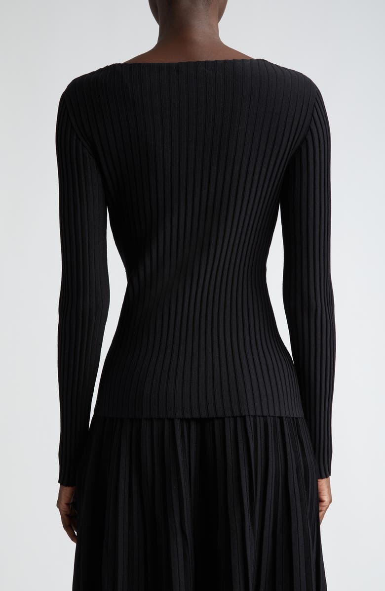 Lafayette 148 New York Wrap Front V-Neck Rib Sweater, Alternate, color,