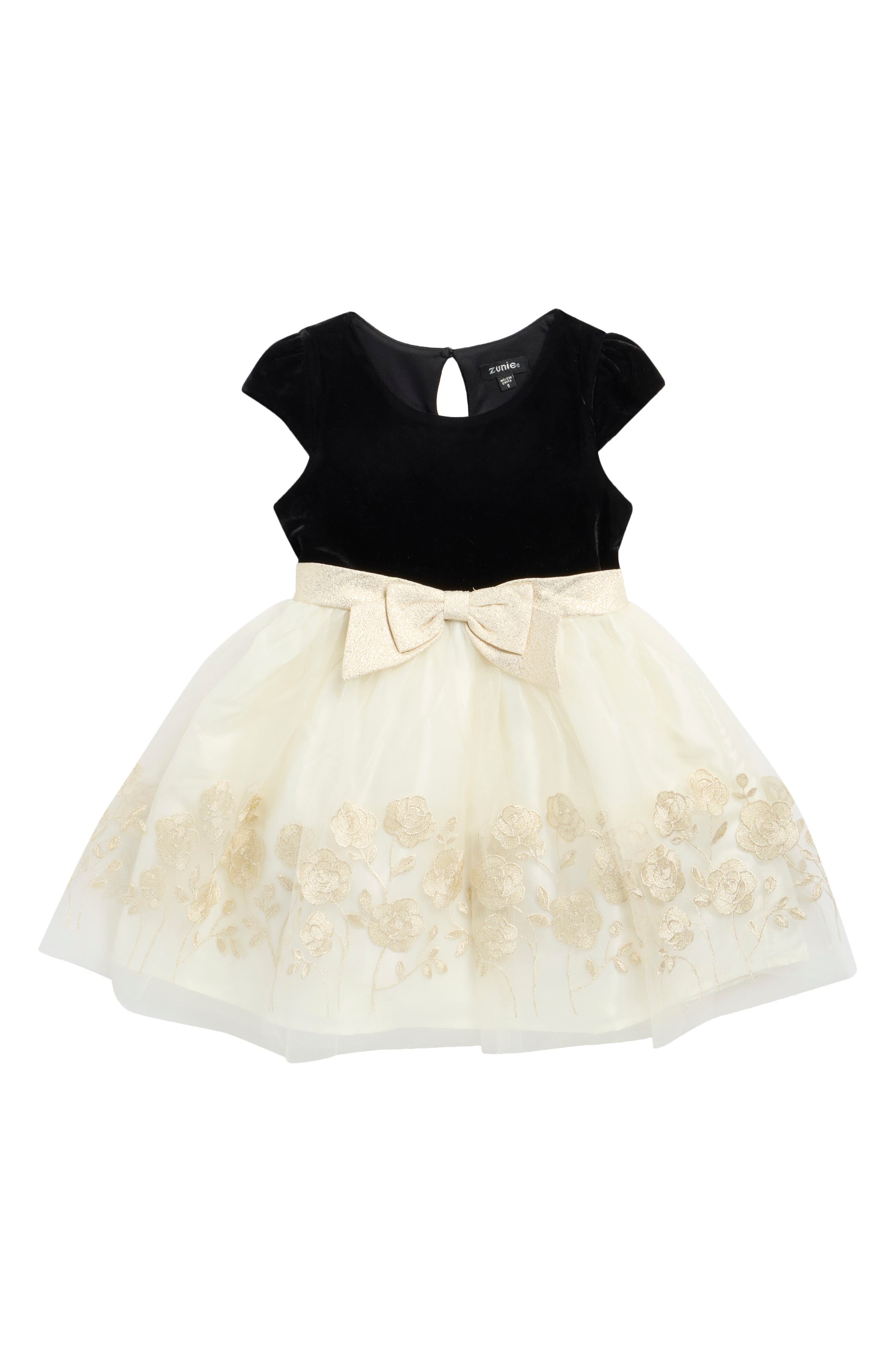 Kids' Velvet & Mesh Fit & Flare Dress