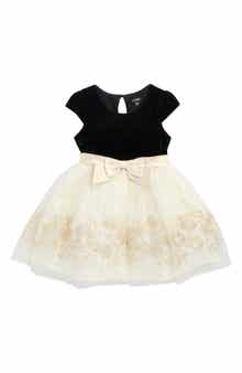 Kids' Velvet & Mesh Fit & Flare Dress