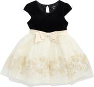 Zunie Kids' Velvet & Mesh Fit & Flare Dress