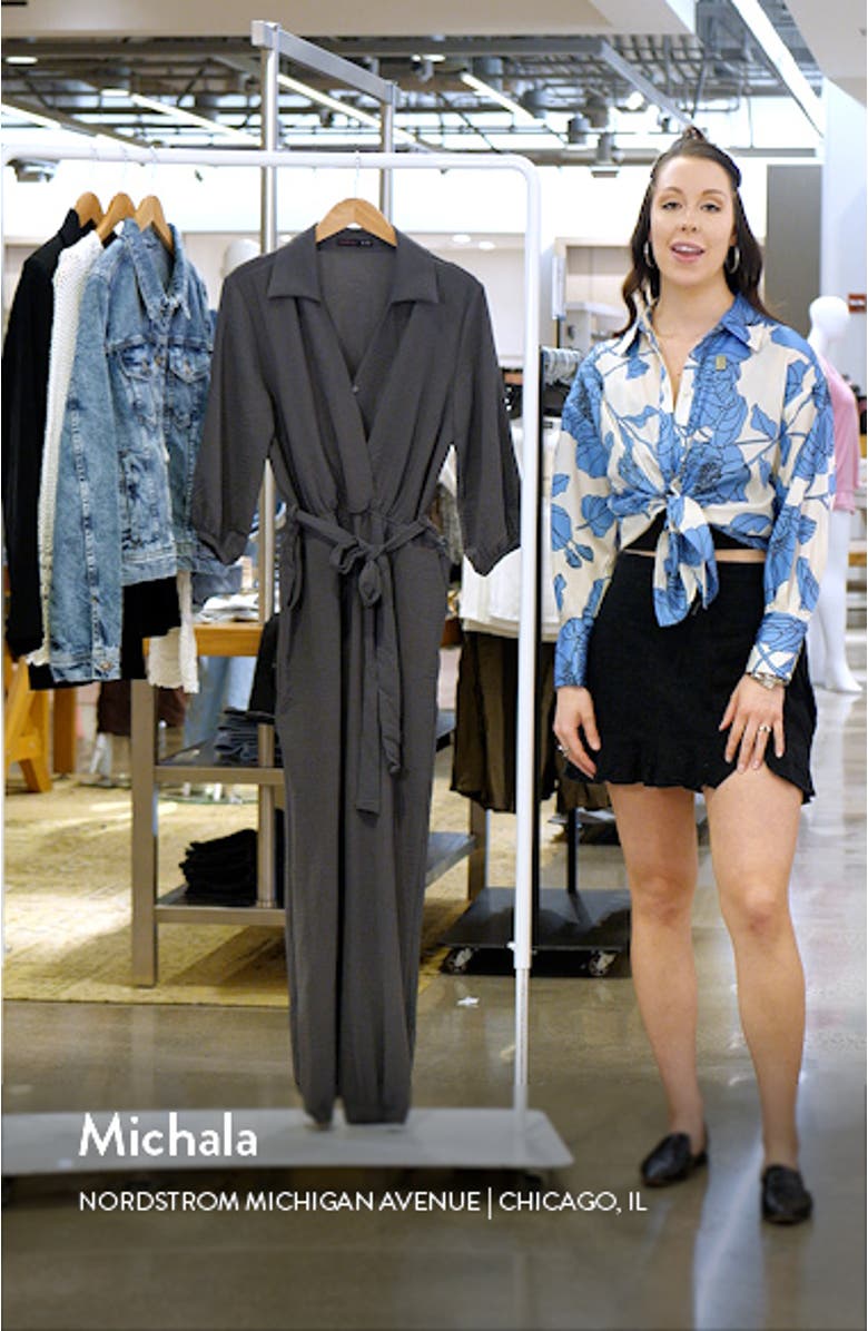 Tie Waist Long Sleeve Jumpsuit, sales video thumbnail