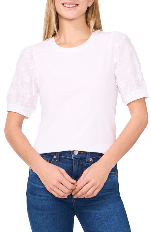 Cece Women's Mixed-media Puff-sleeve Top In New Ivory