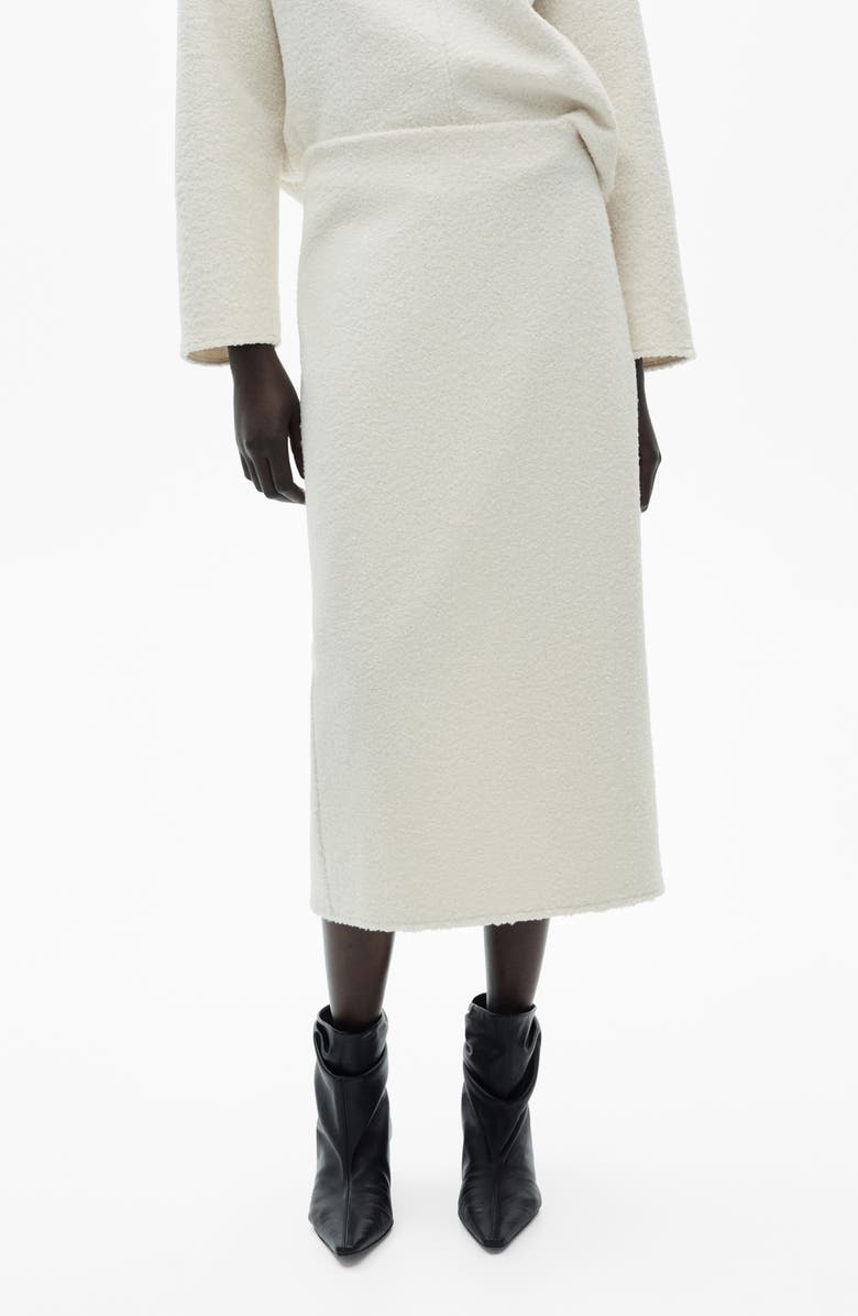 MANGO Bouclé Midi Sweater Skirt, Main, color, Ecru