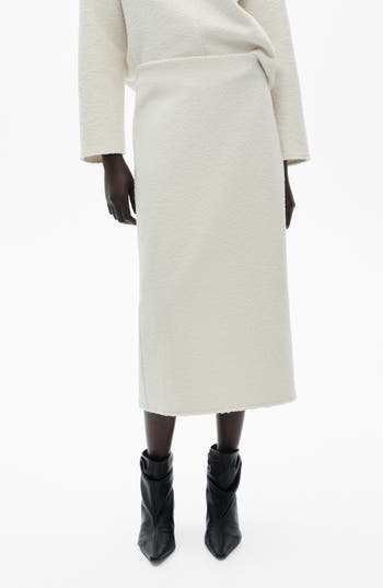 Mango Bouclé Midi Sweater Skirt In White