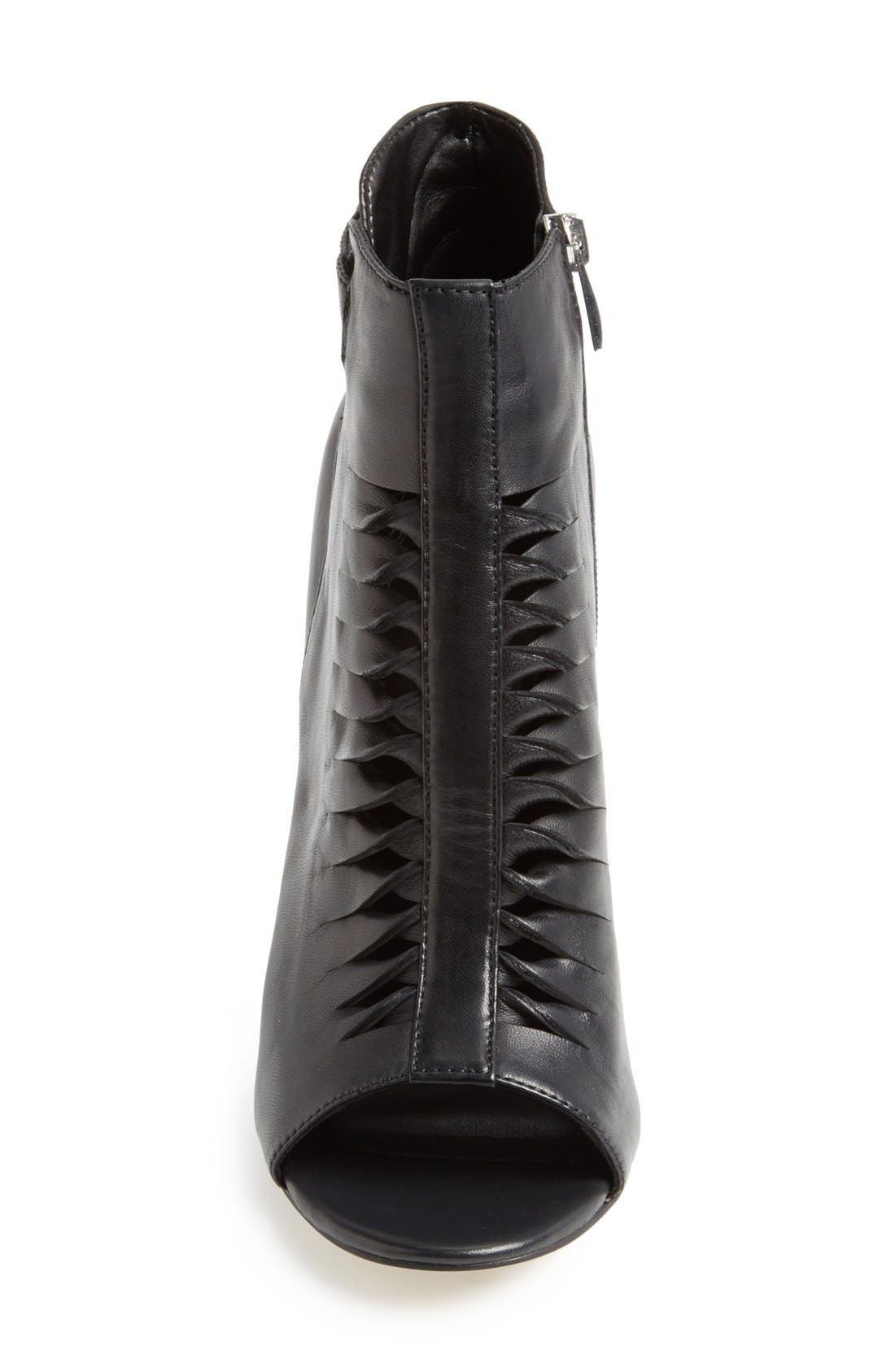 'Hallie' Leather Twisted Cutout Bootie, Alternate, color, BLACK LEATHER