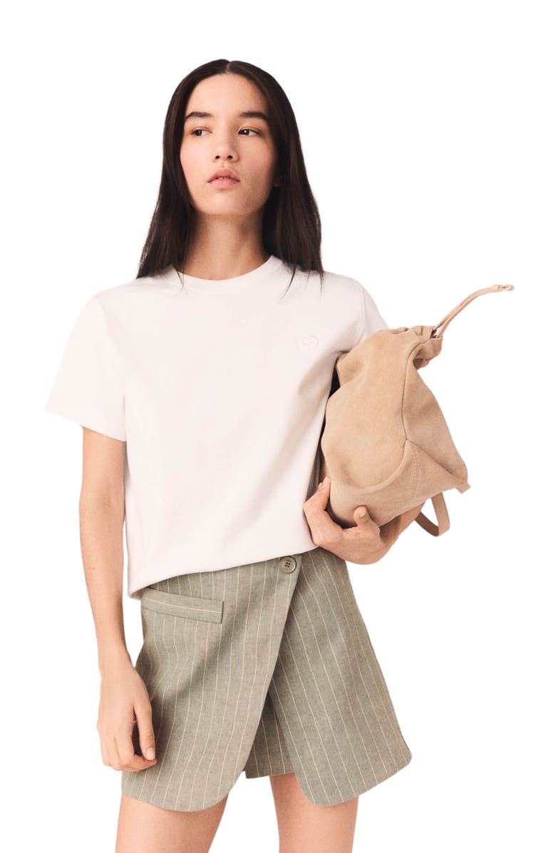maje Layered linen blend shorts, Alternate, color, Khaki