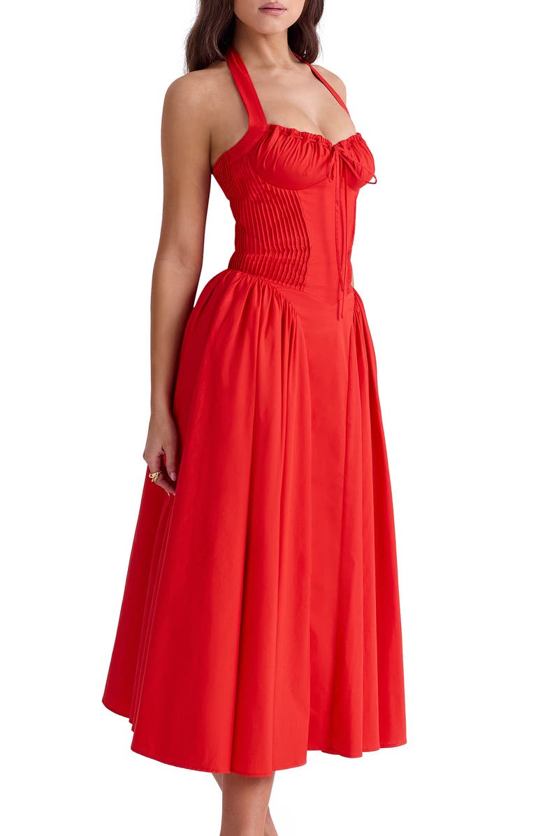HOUSE OF CB Adabella Halter Neck Midi Dress, Alternate, color, Flame Scarlet
