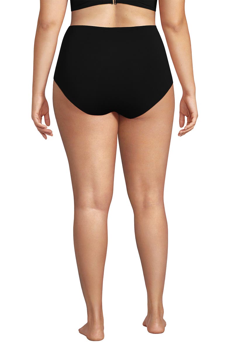 Lands' End Plus Size Sculpting Suit High Waisted Bikini Bottoms, Alternate, color, Black