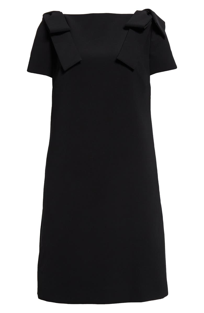 Carolina Herrera Bow Detail Bateau Neck Shift Dress, Alternate, color, Black