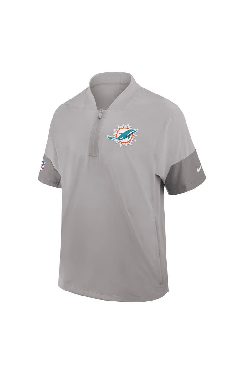 Nike Men's Nike Gray Miami Dolphins Sideline Short Sleeve Quarter-Zip Performance Coach Jacket, Alternate, color, Gray