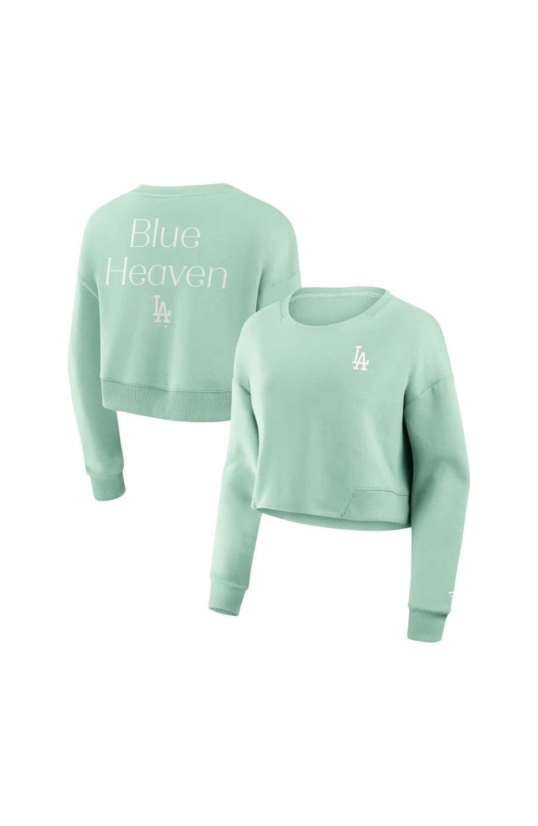 FANATICS Women's Fanatics Mint Los Angeles Dodgers Studio Cropped Pullover Sweatshirt, Main, color, Mint